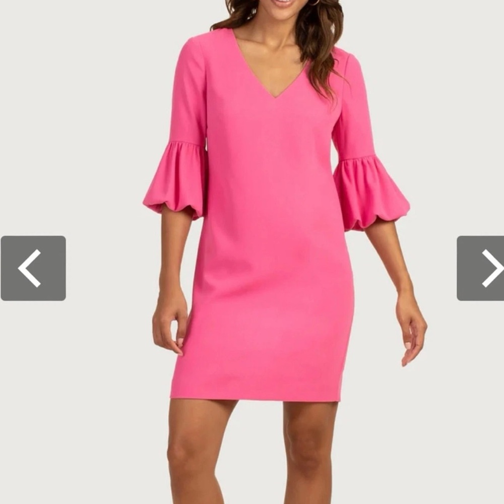 Trina Turk Surprising Bell-sleeve Crepe Shift Dress in Venus Pink Size 4